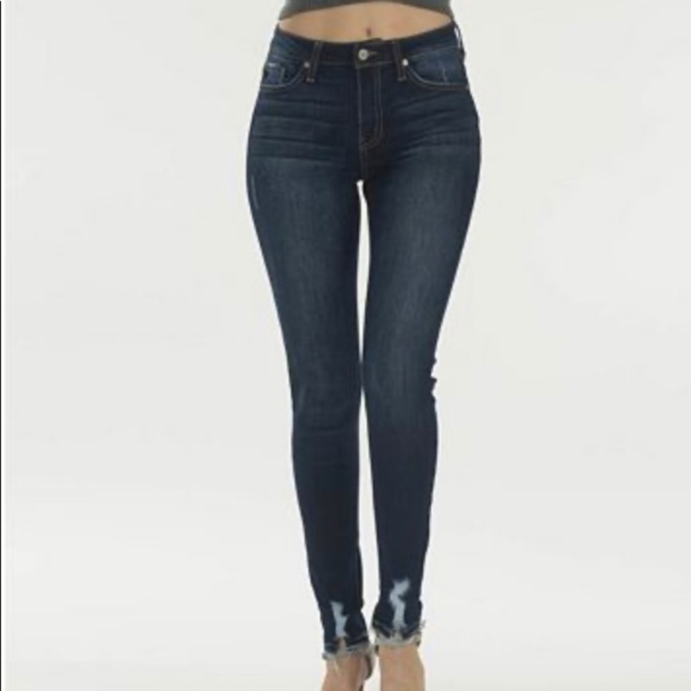 KanCan High Rise Destructed Hem Skinny Jean